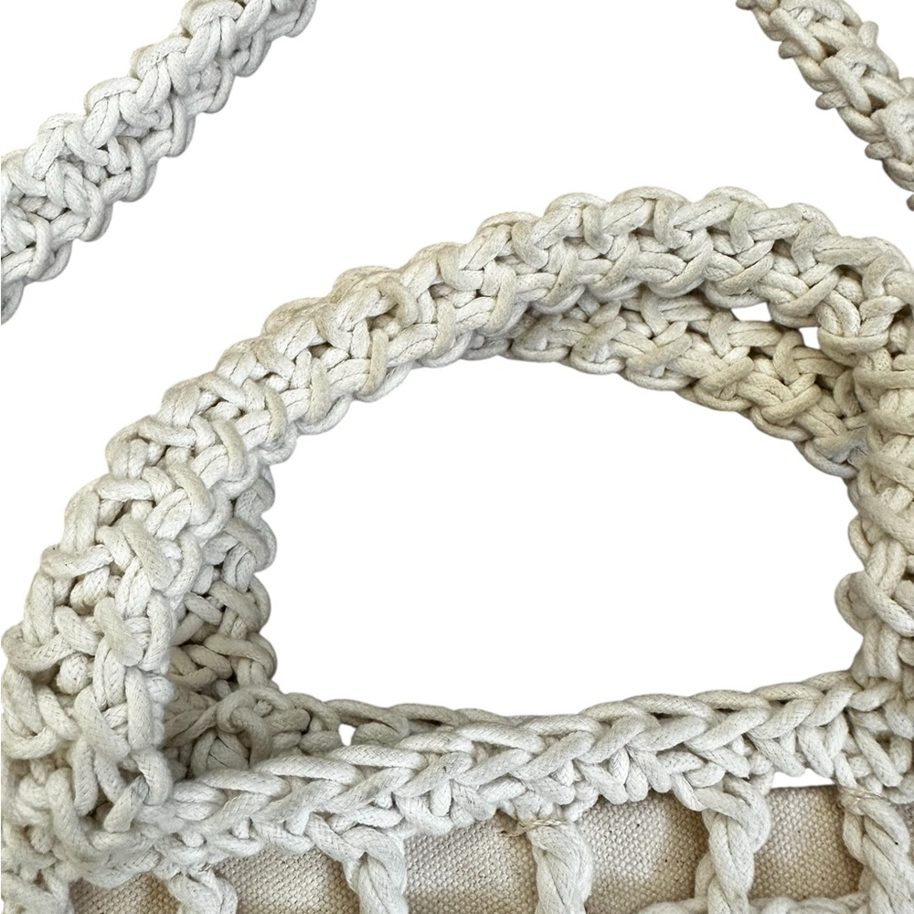 Madewell White Crochet Knit Shoulder Bag Crossbody Boho Beach Coastal Travel - Picture 4 of 7